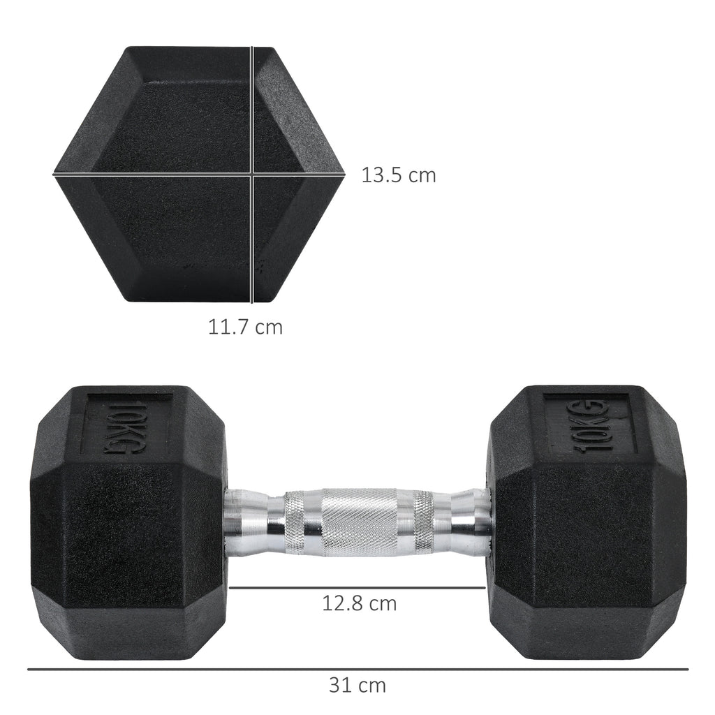2x10kg Hex Dumbbells Set Rubber Dumbbells Weight Lifting Equipment Fitness Home Gym